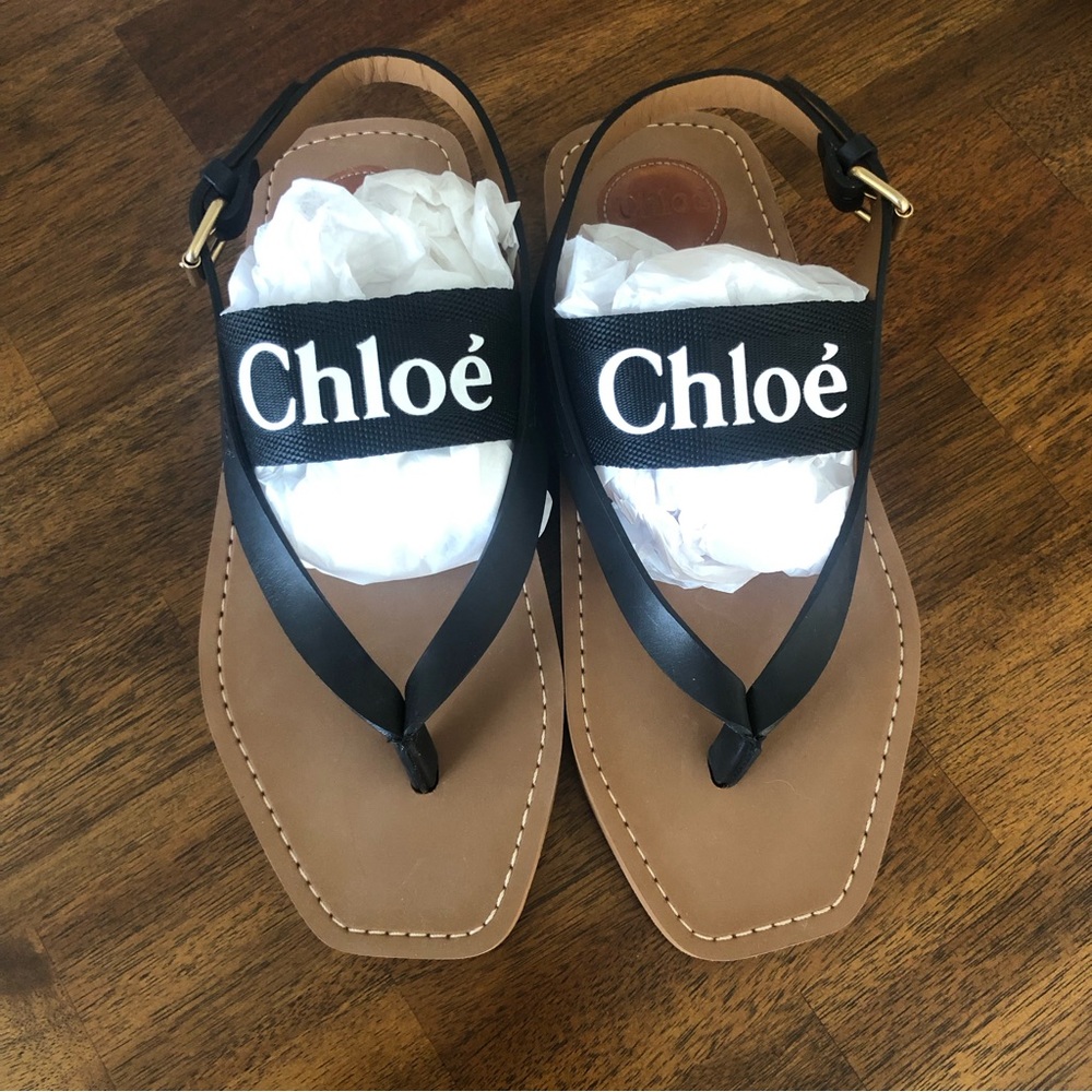 NIB $450 CHLOÉ Woody Logo Sandal (Women) in Black - size 40 EU / 10 US! - Picture 6 of 16
